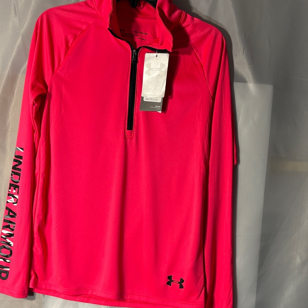 Under Armour Bright Pink Quarter-Zip Pullover HEAT GEAR , keeps you cool,
